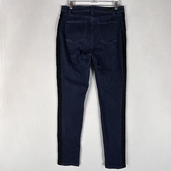 Lauren Ralph Lauren Regal Skinny Jeans Women’s 10 Blue Dark Wash Black Stripe - Picture 9 of 16